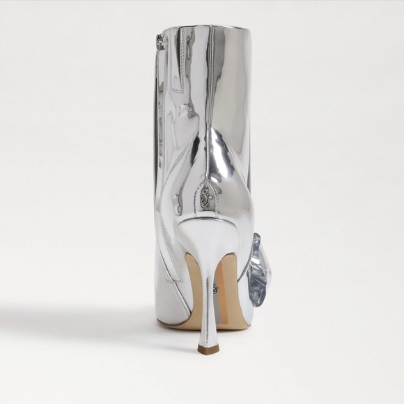 SAM EDELMAN $200 Esmae Stiletto Ankle Metallic Bootie Floral Detail Size 7.5 NEW - Picture 4 of 12
